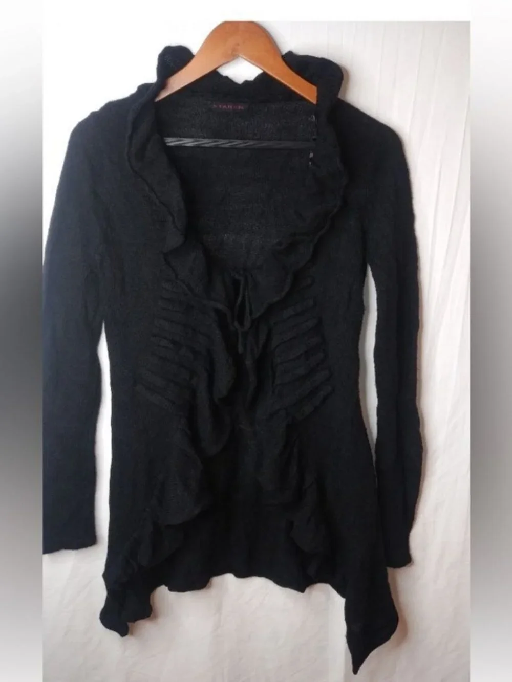 Xtaren Black Waterfall Long Cardigan Sweater S